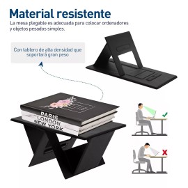 Bluelander Soporte Para Laptop Plegable Mesa Laptop Cuero Impermeable Color Negro