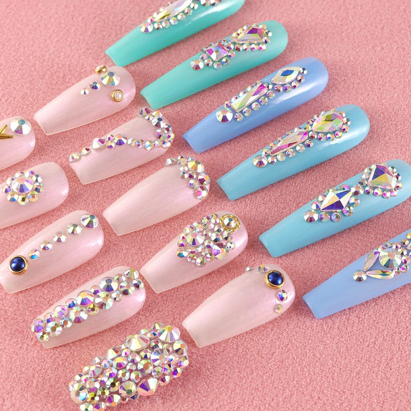 Multi Shapes 3D Glass AB Crystal Nail Art Rhinestones Kit
