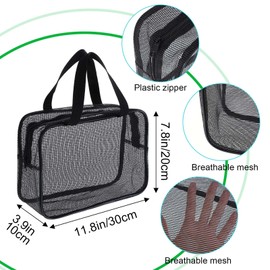 Ymapinc Shower Bag Camping Large Portable Mesh Bag Wash Bag Hanging Travel Gadgets Storage Bag for Bathroom Gym Unisex Mesh Bag Black Large