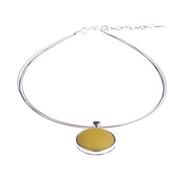 Polly Choker Necklace 25 mm Original Polaris Cabochon in Silver-Plated Brass Setting on 5 Nylon Coated Steel Threads Handmade by Adi-Fashionschmuck in Berlin, Silver Plated