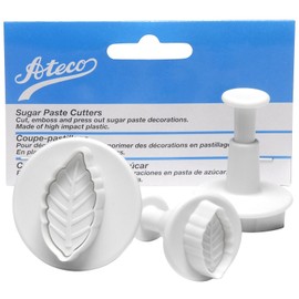 Ateco Set of 3 Sugar Paste Narrow Leaf Cutters, BLUE,WHITE