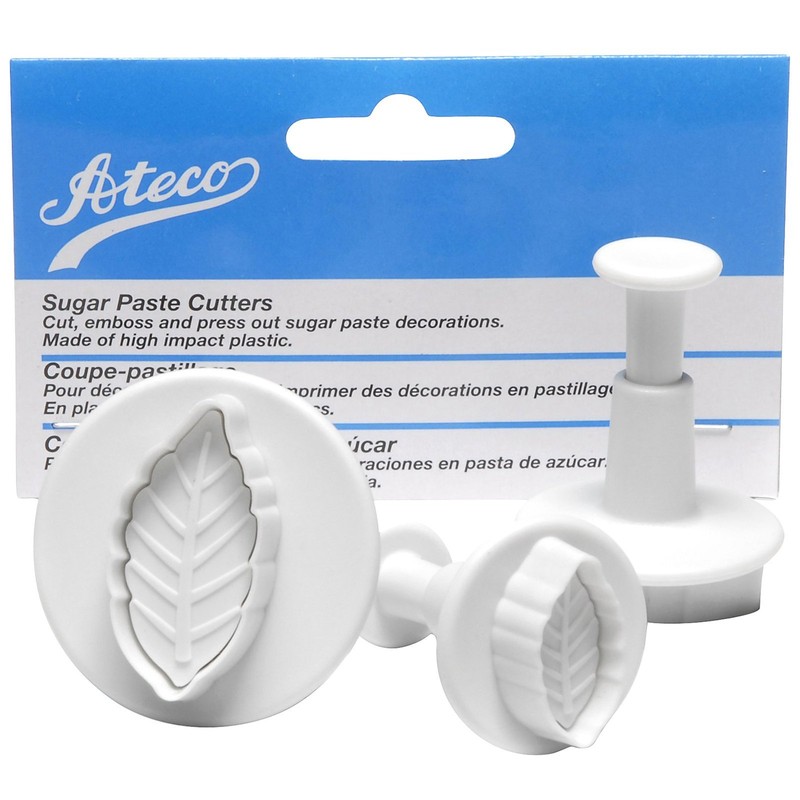 Ateco Set of 3 Sugar Paste Narrow Leaf Cutters, BLUE,WHITE