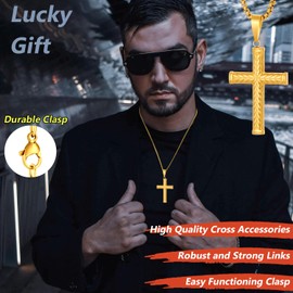DXIUORF Punk Cross Necklace for Men Women, Stainless Steel Protection Amulet Pendant Necklace with 24 Inch Chain, Punk Hip Hop Jewellery Gift, Stainless Steel