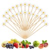 50Pcs Daisy Cocktail Picks 12cm Flower Cocktail Toothpicks Bamboo Daisy