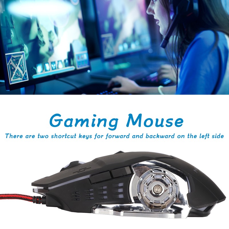RGB Wired Gaming Mouse Side Key Design 1200DPI RGB Breathing