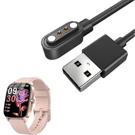 BYPGO Smart Watch Charger, Smartwatch Replacement USB Magnetic Charging Cable 2Pin Cord, Pin Spacing 3mm, Compatible with IDW13, IDW19, IDW26, ID208plus, TGW01 VeryFit Watch