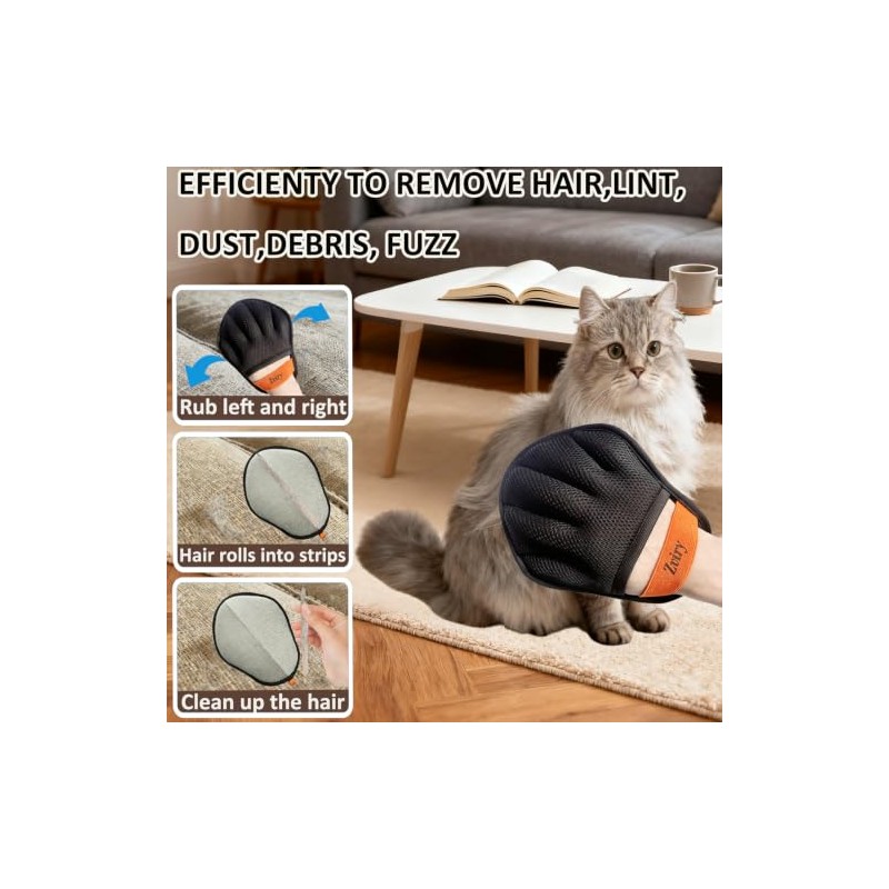 2pc Pet Hair Removal Glove for Dogs Cats, Upgraded Electrostatic