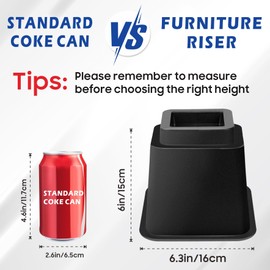 MixDora Bed Risers 5 Inch Heavy Duty Furniture Risers Square Chair Risers for Bed Sofa Table Couch 4 Pack Black (5 Inch)