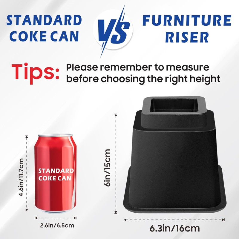 MixDora Bed Risers 5 Inch Heavy Duty Furniture Risers Square