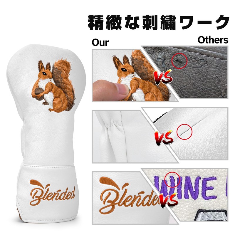 Golf Club Headcovers Squirrel Embroidered Design Golf Headcovers Premium Leather