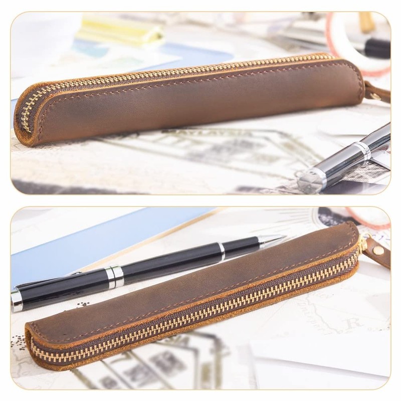 Leather Pencil Case, Retro Pencil Case, Portable Pen Case with