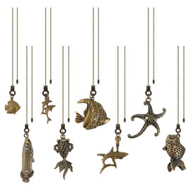 DICOSMETIC 8Pcs Ceiling Fan Pull Chains Alloy Ocean Theme Pull String Extenders Antique Bronze Light Pulls Extension Chain Sea Animal Pulls Chain Pendant with Connector for Fan Wall Lamp Home Decor