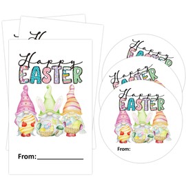 Easter Gift Stickers, Happy Easter Bunny Stickers, 20 Round and Rectangle Labels for Kids Adults, Easters Decorations Party Favor for Gifts Wrapping, Candy Bags, Envelopes-C07