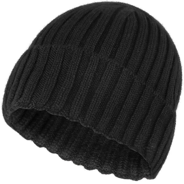 Blanze Men's Knit Hat, 100% Wool, Made in Japan, Whole Garment, Cold Protection, Beanies, Black