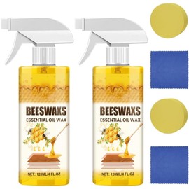 Beeswax Spray for Wood, Natural Micro-Molecularized Beeswaxs Essential Oil Wax, Multi-Purpose Furniture Beeswax Wood Polish, Wood Cleaner Repairing and Care Spray 2 Pcs