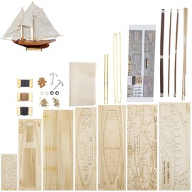 GAWEGM Wooden Ship Model Kits for Adults to Build - 1902 Benjamin W.Latham Scale 1/87 Wood Model Ship Kit with Luxury Accessories Set, for Collections, Handmade Competition, Boat Model Hobby