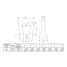 Hi-Gear 4 PCS 3/8" 316 Stainless Steel Marine Bow Shackle D-Ring Screw Pin Clevis Boating Heavy Duty Lifting Rigging Recovery