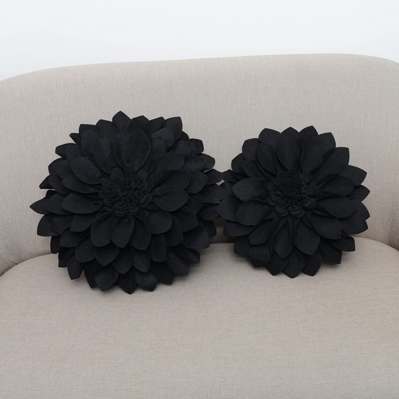 SARO LIFESTYLE Flower Shaped Felt Throw Pillow