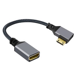 NFHK 4K Tipo-C Mini HDMI 1.4 macho 90 grados en ángulo recto a HDMI hembra Cable de extensión para cámara DV MP4 DC Laptop