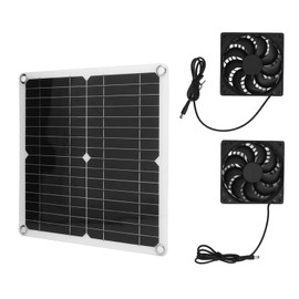 Bewinner Solarpanel Lüfter Set, 20 W, 16 V, Solarpanel mit 2 Abluftventilatoren, Wasserdichter Außenventilator für Hühnerställe, Gewächshäuser, Camping Abluftventilator