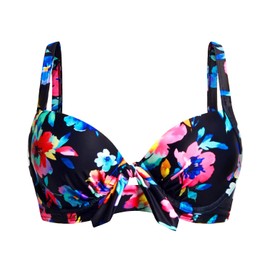 Bikini con aros para mujer, parte superior de traje de baño con nudo frontal push up 2025, Diseño floral colorido, Small