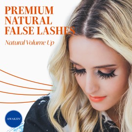 AWAKIIN 4D Premium Cashmere Natural False Lashes Eyelash Extension Self Adhesive Fake Reusable False Long Eyelashes Natural Look Strip Fluffy Wispy Lashes Natural Look Lash Extension Volume (Rave)