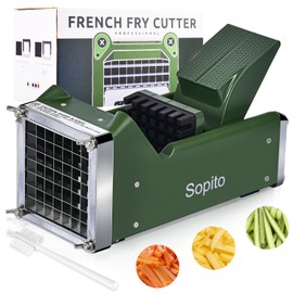Potato Cutter, Sopito Home Made French Fry Cutter with 1/2 Inch Stainless Steel Green Great for Potatoes Carrots Cucumbers