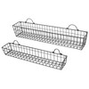 MyGift Country Rustic Wall-Mounted Openwork Black Metal Mesh Storage Baskets
