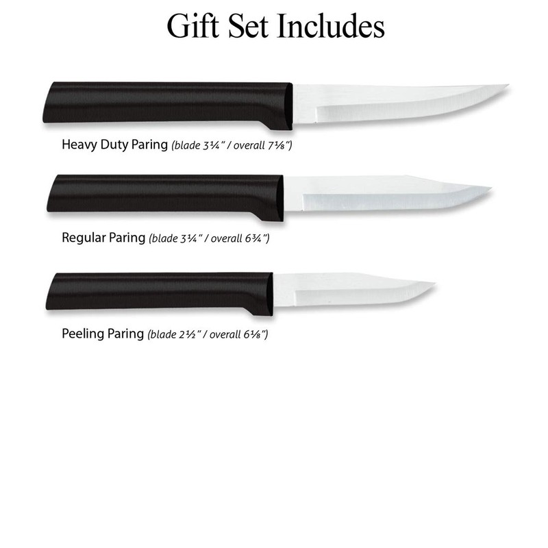 RADA Set of 3 Black Handled Paring Knives With Knife