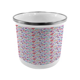 Ambesonne Diamonds Steel Camping Mug, Digitally Composed Illustration of Many Shapes of Colorful Stones Feminine Pattern, Printed Thermal Cup for Camping and Outdoor Activities, Multicolor