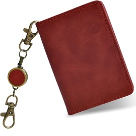 akoyo Men's Commuter Pass Case with Reel Storage for 4, vintage red