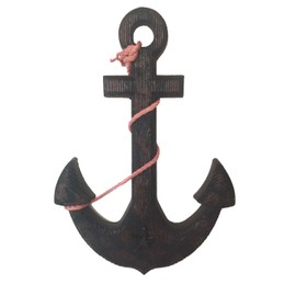 Grace Home Wooden Decorative Anchor with Rope and Crossbar, Wood Nautical Decor Anchor Wall Hanging Ornament Plaque, 18ââH