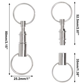 YuGtcen 12 pcs Quick Release Keychain, Detachable Key Ring Quick Releasee Pull Apart Key Ring Dual Split Snap Lock Holder Double Spring Keychain Clip (Silver)