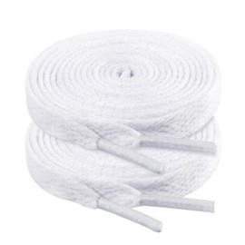 riemot 2 Paar Flach Schnürsenkel 8mm Breit reißfest Schuhbänder Ersatz Shoelaces für Sneaker, Sportschule, Laufschuhe, Herren, Damen, Kinder - Weiß, 90cm