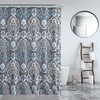 Decorative Blue & Silver Grey Gray Boho Fabric Shower Curtain,