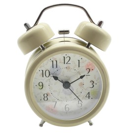 INNOLIFE 3" Quiet Non-Ticking Silent Quartz Analog Retro Vintage Bedside Twin Bell Alarm Clock with Loud Alarm and Nightlight (Flowers and Leaves)