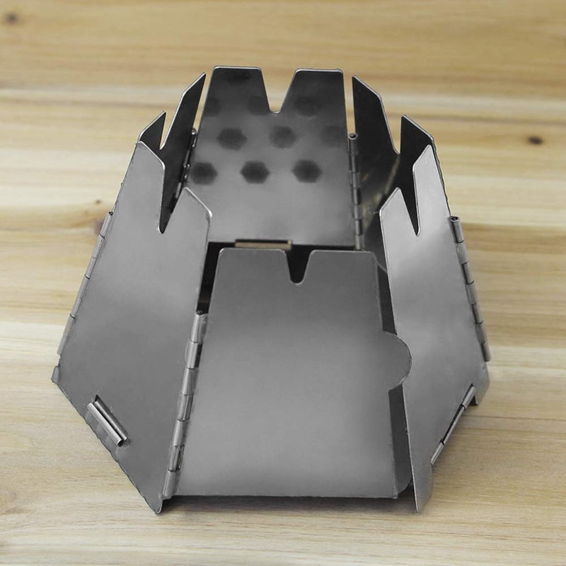 HUIOP Mini Foldable Stainless Steel Hexagon Wood Stove Portable Outdoor