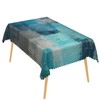 Leyiyi Oil Painting Rectangle Tablecloth Teal Grey Waterproof Tablecloth Modern