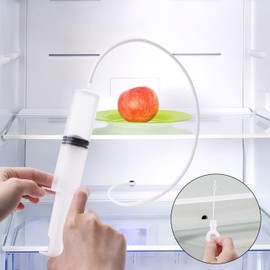 5PCS Fridge Drain Hole Cleaning Tool Kit, Reusable Refrigerator Dredging Tools with Pipe Brush, Syringe, Hose, Ice Shovel, and Overflow Stopper for Kitchen Drain and Fridge Maintenance