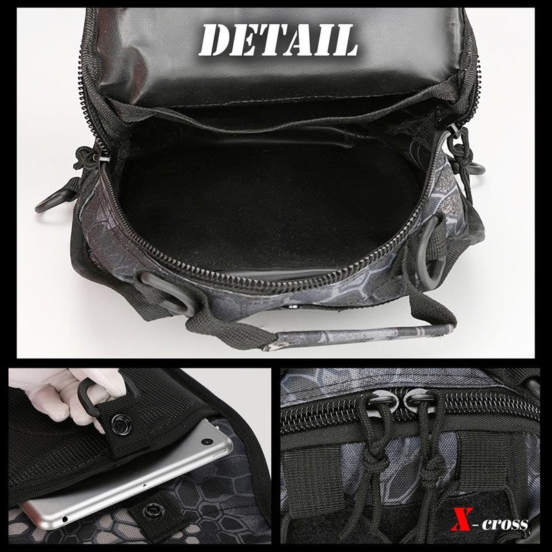 X-cross Military Body Bag, Large Capacity, 3-Way, One Shoulder, Lightweight,