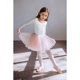 YgneeDom Girls Long Sleeve Leotard Kids Bodysuit for Dance Gymnastics Costume 3-12 Years(White,11-12)