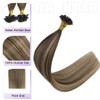 Sindra U Tip Human Hair Extensions, Balayage Medium Brown to