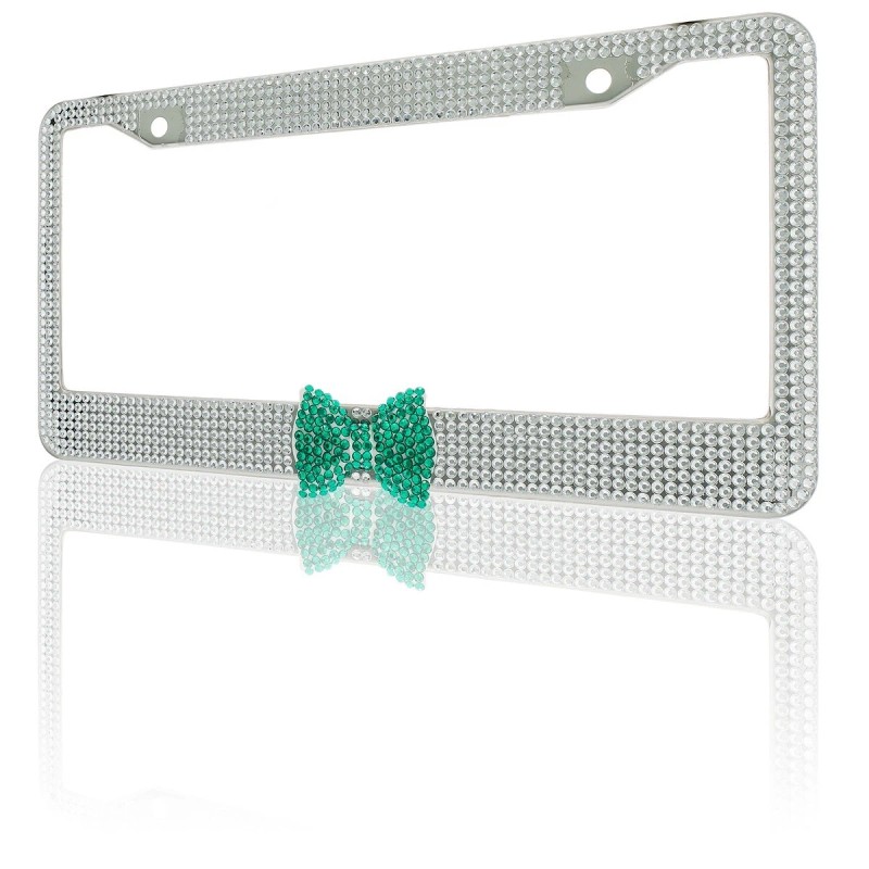 BLVD Clear 7 Rows Bling Diamond Crystal License Plate Frame