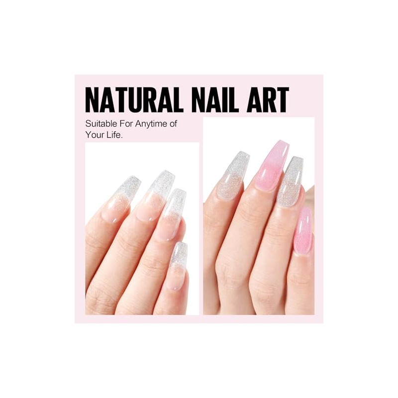 TOMICCA UV Nagellack Glitzer Rosa Set, 4 Farben Transparenter Rosa