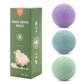 Wool Dryer Balls 3 Pack XL, Natural Fabric Softener New Zealand Wool，Handmade Organic Laundry Dryer Balls, Reusable 1000 Loads,Wrinkles Free, Shorten Drying Time(3 Pack, Colorful）