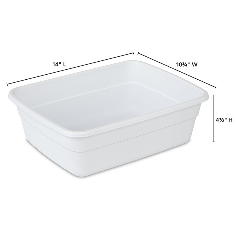 Sterilite 8 Quart Dishpan, White, 12-Pack,Classic White