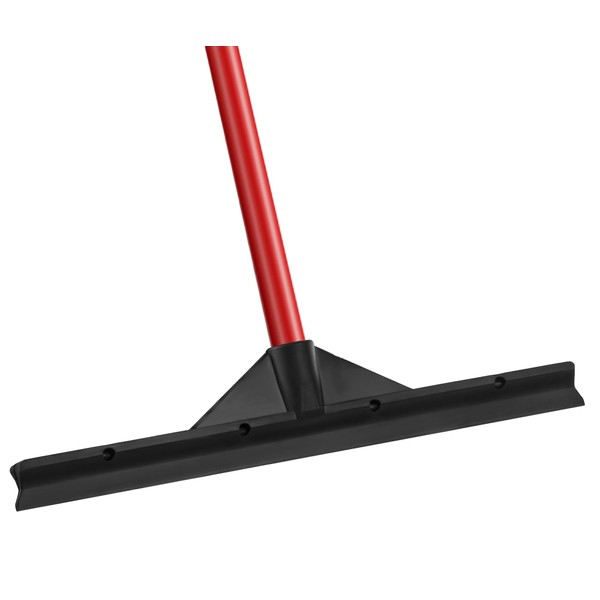 Heavy Duty Floor Scrubber Squeegee- 18.25” Solid Natural Rubber Blade- 58” Long Handle- Dries Flat & Curved Surfaces- Best for Washing & Drying Shower Glass/Bathroom/Kitchen/Windshield/Window