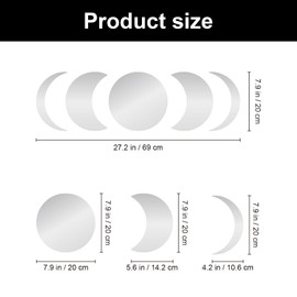 haodeni 5 Pcs Moon Phase Mirror Acylic Wall Stickers Self-Adhesive Art Mirror Wall Decals Scandinavian Moon Mirror Wall Decoration Bohemian Home Decor for Bedroom Living Room Bathroom
