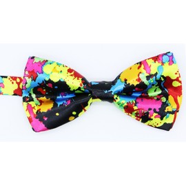 OCIA Holiday Pre-Tied Bowtie St Patricks Day Easter Clover Leaves Festival Fun Pattern Bow tie for Mens Yellow Pink Blue Red Black (Colorful)