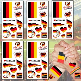 World Cup Tattoo Stickers, Pack of 50 Temporary Tattoos Stickers, Country Flag Tattoos Stickers and Decals, Body Art Decorations for World Cup Football Game Party (Germany)